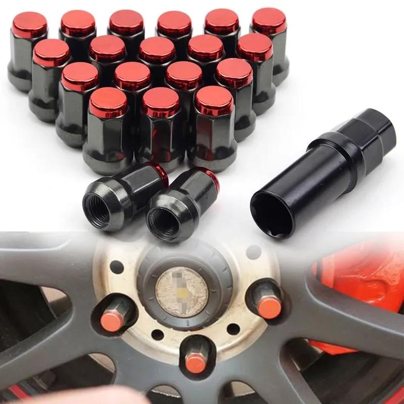 Car Wheel Lug Nuts M12x1.5/1.25 Universal Racing Tire Screw Caps Wheel Lug Nuts Extended Bolt Covers Decoration Parts 20Pcs