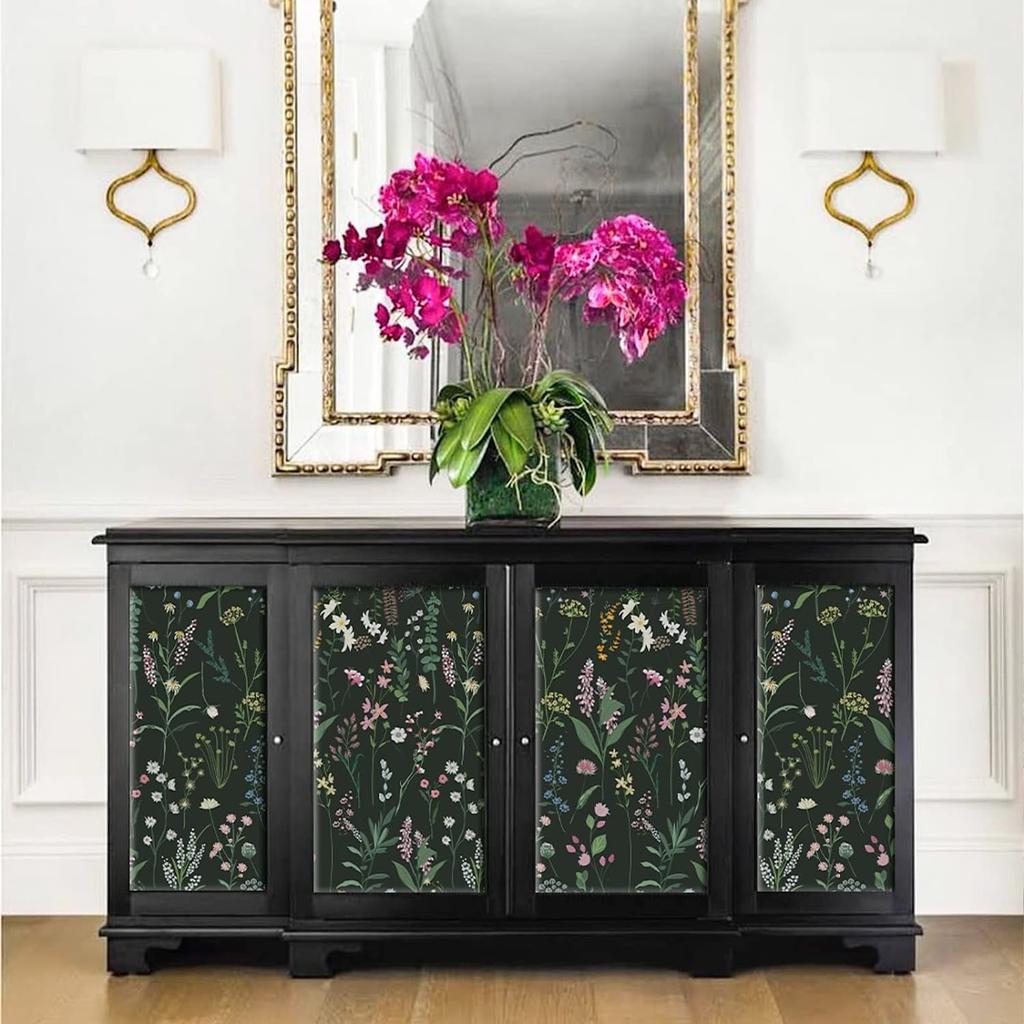 Floral Peel and Stick Wallpaper Vinyl Wallpaper Watercolor Flower Peel and Stick Wallpaper for Kitchen Cabinet Furniture