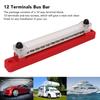 Bloc de Distribution d'Alimentation à 12 Bornes Jeu de Barres omnibus 2xBornes M6 12xVis M4 Boîtier de Borne de Batterie pour Voitures Camping-cars Bateaux Yachts