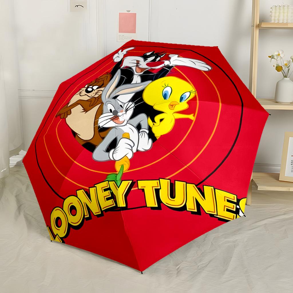 Classic Looney Tunes Compilation Automatic Umbrella Sturdy 8-Rib Shaft Sturdy Construction All-Season Travel Stylish Accessory Birthday/Christmas Gift