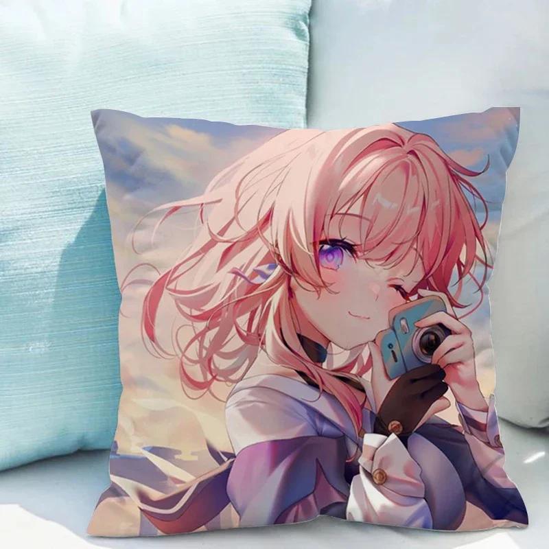 Honkai Star Rail X Cushions Covers Double-sided Printing Cushion Cover X Short Plush Decoration Living Room Car Sofa