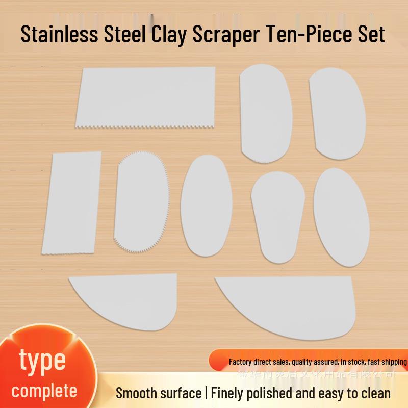10-Piece Clay Sculpture Tool Set: Knives, Modeling Tools, and Toothed Stainless Steel Scrapers