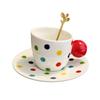 Creative Retro Style Polka Dot Ceramic Coffee Cup Saucer Personalized Gift For Friends Afternoon Tea Cup Set Souvenir