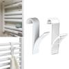 High Quality 2PCS Multi - Purpose Plegable Clothes Hanger, White Hook Holder for Heated Towel Radiator Rail Bath