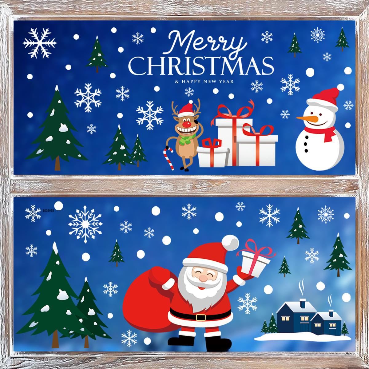 

New style old man elk sticker window glass door sticker scene layout Christmas A