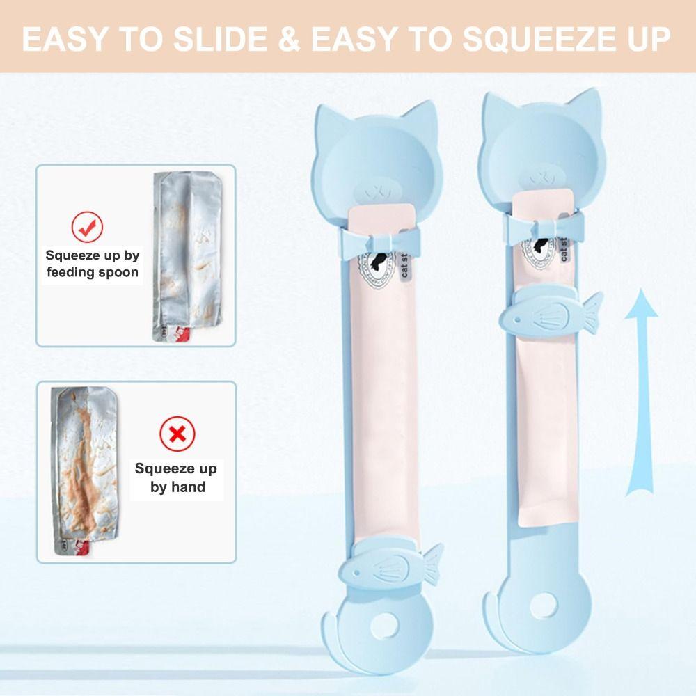 Squeeze Design Cat Treat Spoon Easy Feeding Cat Tail Design Lickable Treat Spoons Portable Multi-Functional Pet Food Spoon