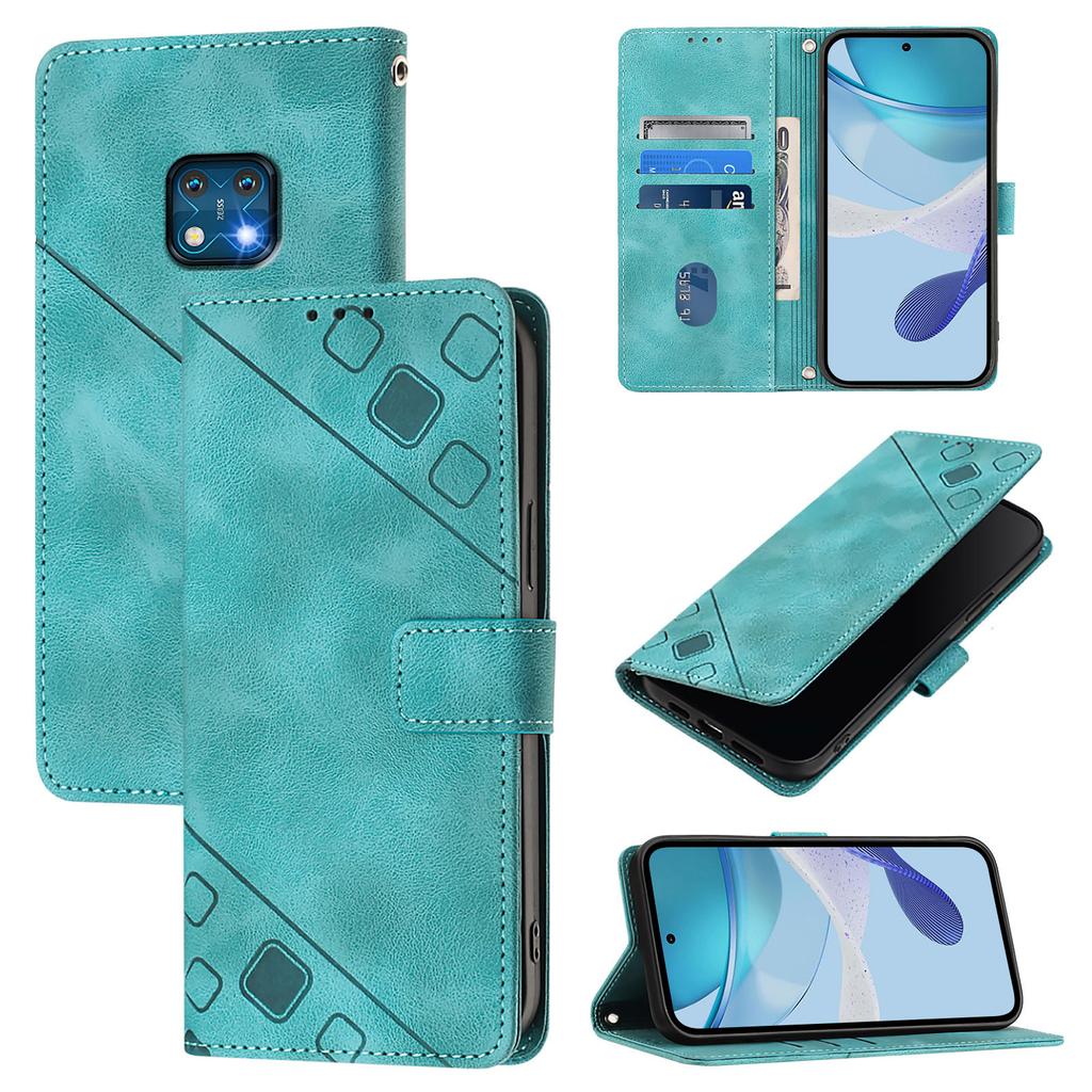 Fashionable Geometric-Patterned Wrist-Strap PU Leather Phone Wallet Case for Nokia HMD Fuison,Pulse,Skyline,Nokia 6.3,C10,C12,C20,C22,G10,G11,G20...