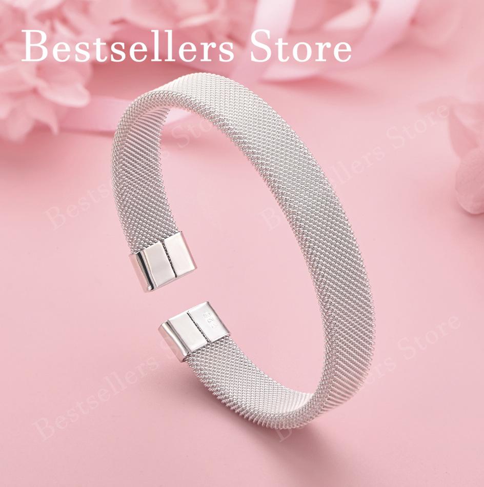 925 Sterling Silver Exquisite Braided Open Bangle for Men and Women, Fashionable Wedding Party Jewelry