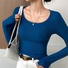 Threaded Large Square Collar Women's Slim Modal T-Shirt - Spring/Autumn 2025