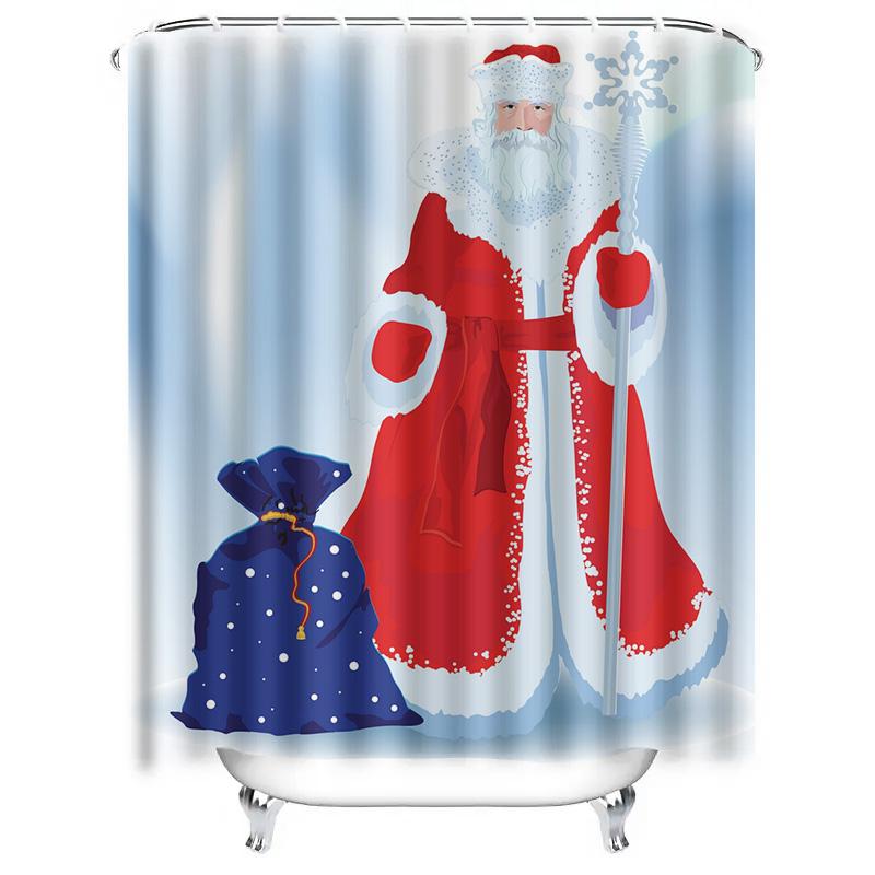 TU Christmas Shower Curtain Santa Claus Festive Holiday Bathroom Decor Holiday Shower Curtain Winter Themed Bathroom Set Gift Id