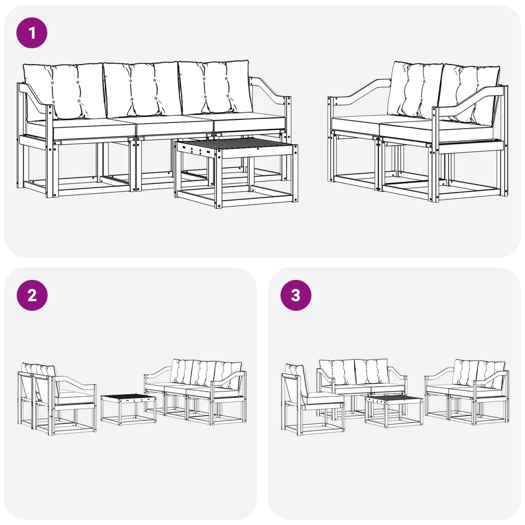 Outdoor Sofa Set with Cushions 6 Pcs Natural and Beige