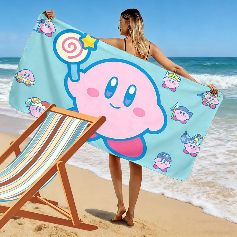 Kirby Print Beach Towel, Large Soft Quick Dry Towel for Beach Camping Swimming