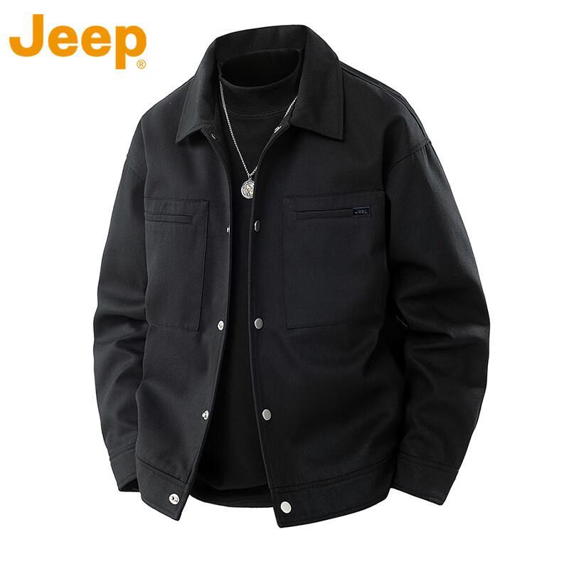 

JEEP Men s Loose-fit Washed Workwear Lapel Jacket L