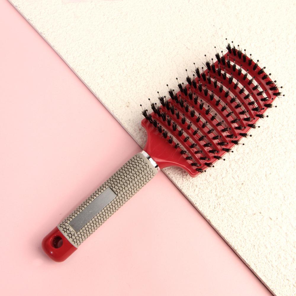 1pcs Detangling Curved Vented Boar Bristle Hair Brush Scalp Massage Comb Hollow Out Anti-static for Wet Curly Hair Salon