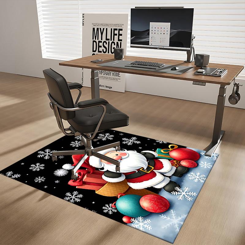 Christmas Santa Claus Chair Mat - Non-Slip Carpet for Office, Home Decor, Living Room, Bedroom, Game Room & Dormitory - Anime Cartoon Design Holiday G