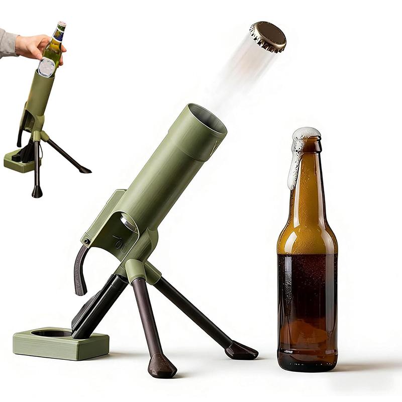 Abridor de Garrafa de Cerveja de Argamassa, Abridor de Garrafa de Argamassa, Lançador de Tampas Tático de Alta Resistência, Lançador Engraçado de Tampas de Garrafa de Empurrar para Baixo Mãos Livres