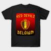Heren Zwart Print T-shirt België De Rode Duivels Nationale Teams Fans Geen-Knippen Transferpapier Print Katoenen T-shirt