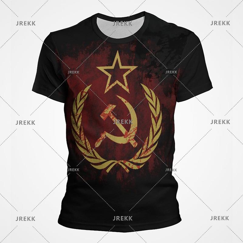 Russian Flag Logo Graphic T Shirts CCCP Banner 3D Printed T Shirt For Men Military Oversized T-Shirt Streetwear Casual Tee Tops