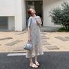 Lace Hollow Blouse Vest Skirt Casual and Thin T-shirt Skirt Women's Summer New Two-piece Dress