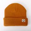 Cute Smiley Face Label Wool Hat Women's Autumn and Winter Warm Trend Versatile Ear Protector Black Knitted Hat Men