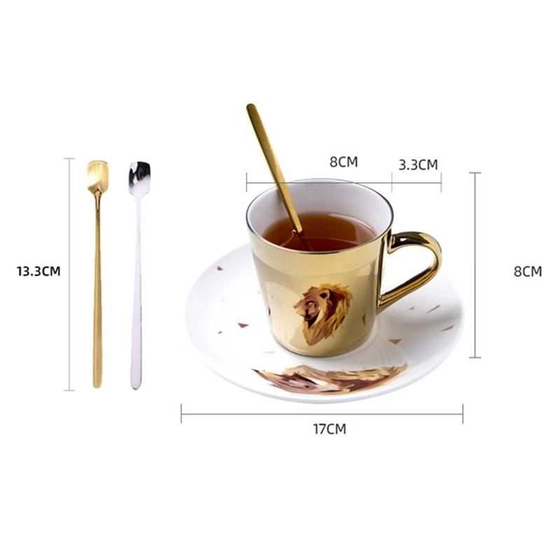 Mirror Coffee Mugs Specular Reflection Bird Procelain Tea Cups And Saucers Scoop European Style Coffeeware