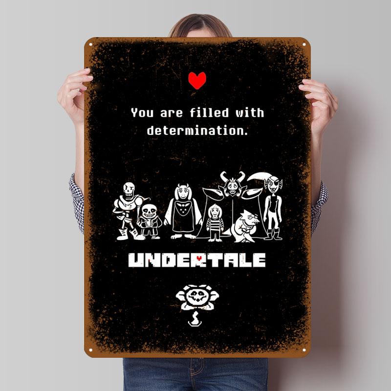 

Undertale Игровая Вывеска Постер Видеоигры Украшения для Сада Пользовательские Металлические Жестяные Таблички для Настенного Декора Декор Комнаты Бар Дом 7.9x11.8In(20x30cm)