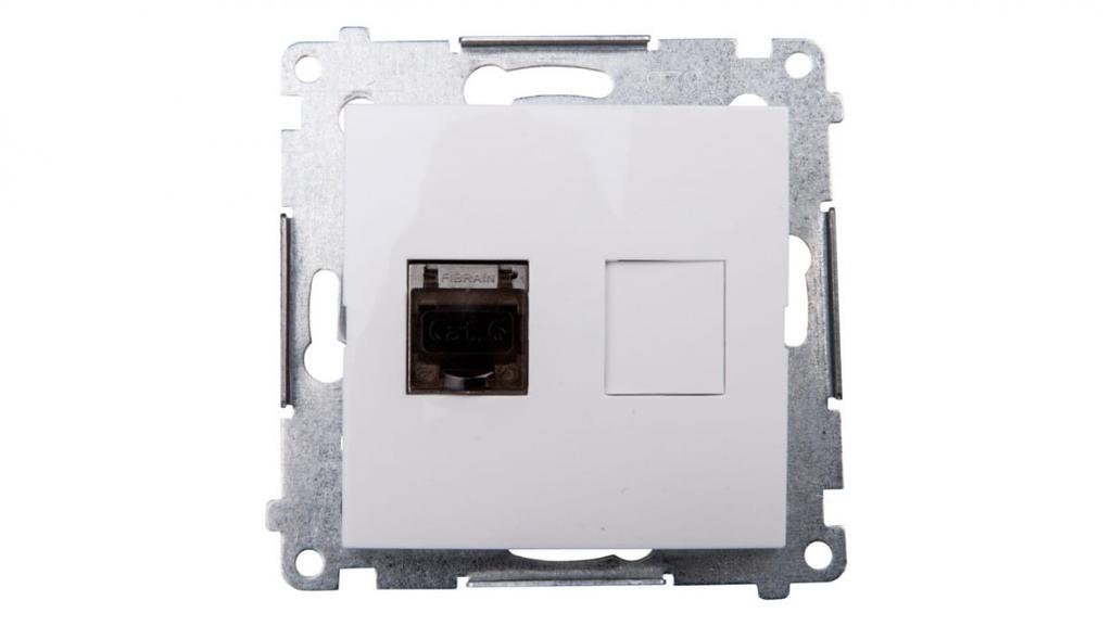 Simon 54 Gniazdo Komputerowe Pojedyncze Rj45 Kat.6 Ekranowane Z Przesłoną Białe D61E.01/11