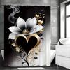 ~O~Flower Heart Shower Curtain, Bathroom Decorative Shower Curtain, Waterproof Shower Curtain with Hooks