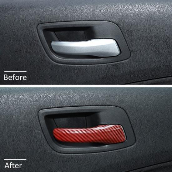 4X Inner Door Handle Frame Decor Cover for Dodge Charger 2011+ Red Carbon Fiber