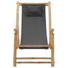 Bamboo and Canvas Lounge Chair In Dark Grey
