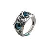 Retro Blue Eyes Owl Adjustable Ring for Women