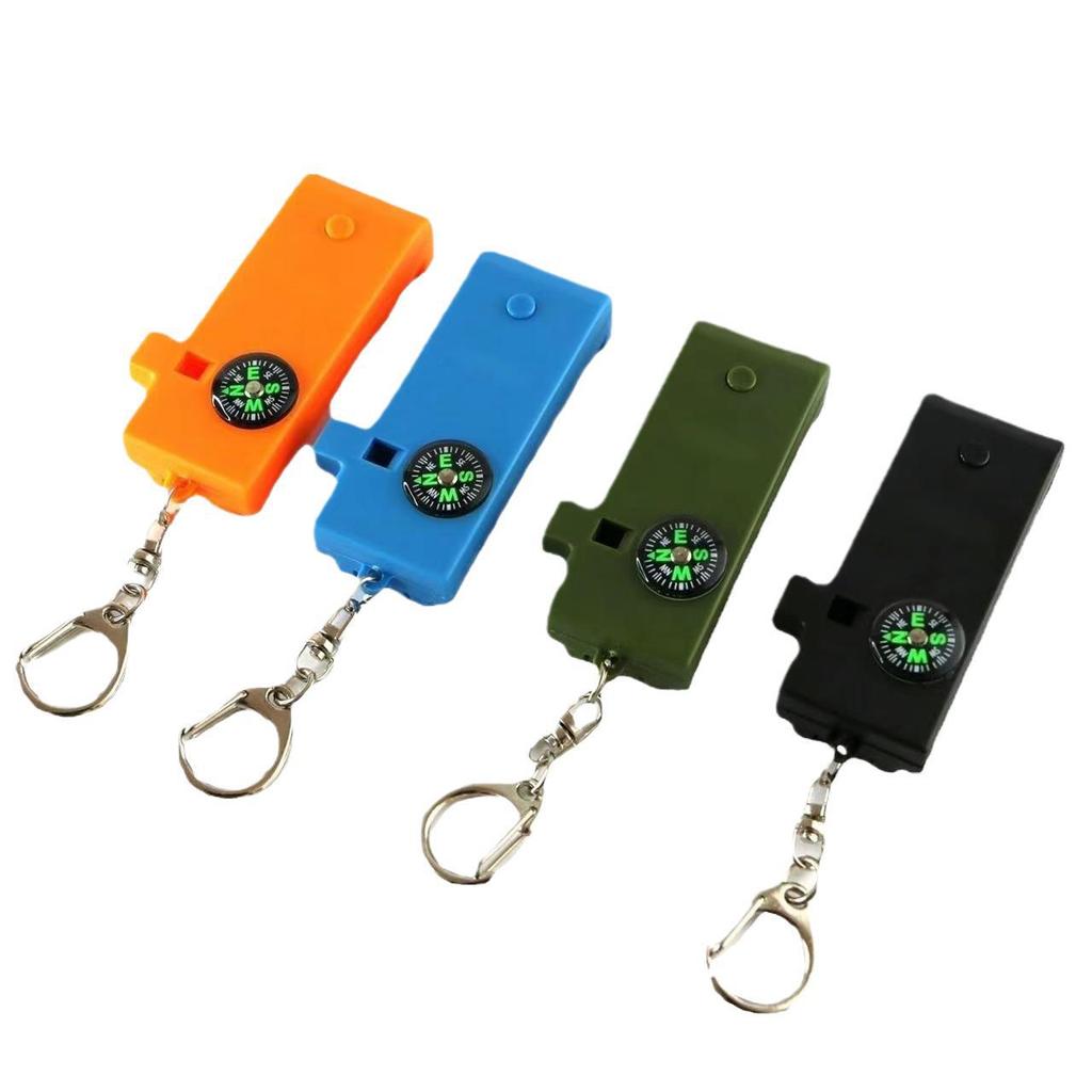 1 Stück Outdoor Bergsteigen Notpfeife, Multifunktionale 5-in-1 Überlebenspfeife mit Kompass, Lupe und Taschenlampenfunktionen