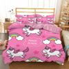 Hot Sale Cartoon Unicorn Kids Girls Pink 3D Bedding Set Duvet Cover Bedcllothes Animal Printed Queen King Size Home Duvet Covers