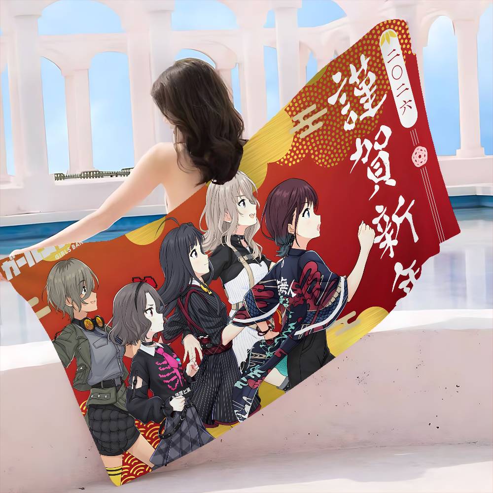 Anime G-Girls Cool Band Cry Microfiber Beach Towel Absorbent Quick Dry Soft Yoga Swimming Resort Mountain Climbing Towel Cotton 30x30cm