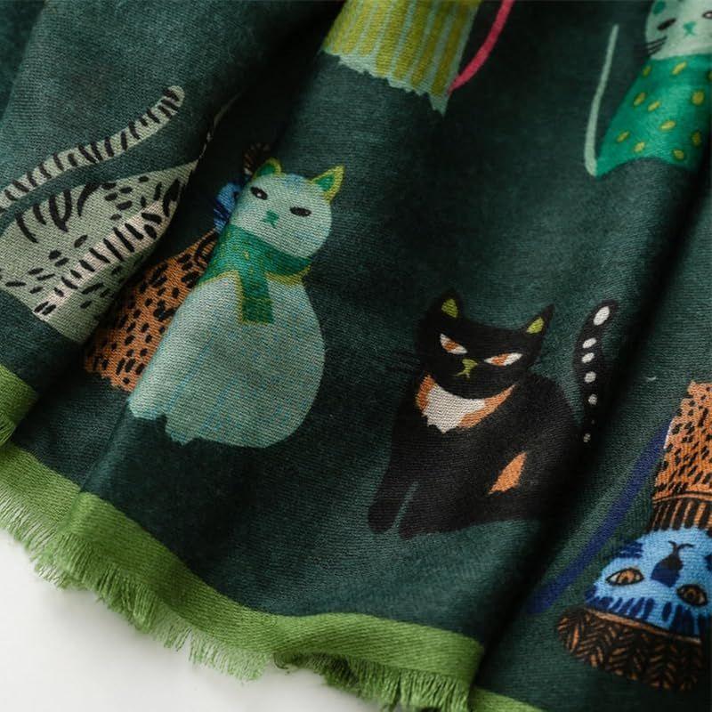 Used [New] [kinaviola] Cat Scarf Shawl Muffler Wrap Large Size All Season Women's Fashion Accessory Natural Stylish Cat Goods Cat Gifts (Green) 1
