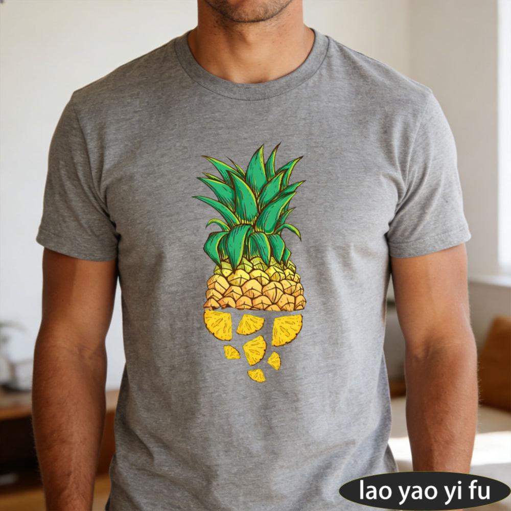 Printed T Shirt Fruit Club Clothes Pineapple Enthusiasts T Shirt Men Tops Trending Y2K Oversized Tops