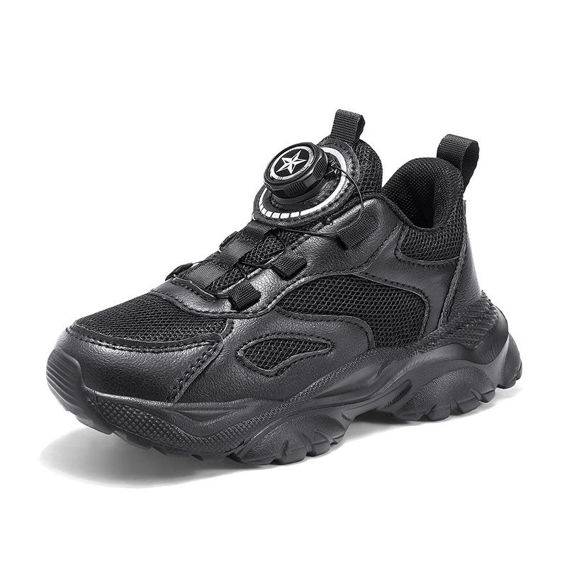 Mesh breathable classmates boys 2025 spring and autumn new children's sports shoes school children's button sports shoes