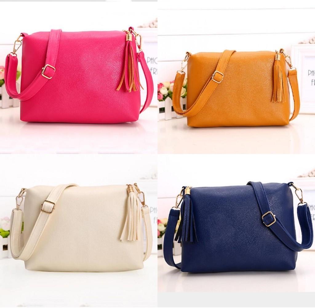 Colorful Pu Leather Women's Cross Body Bag With Tassels Small Size For Everyday Use