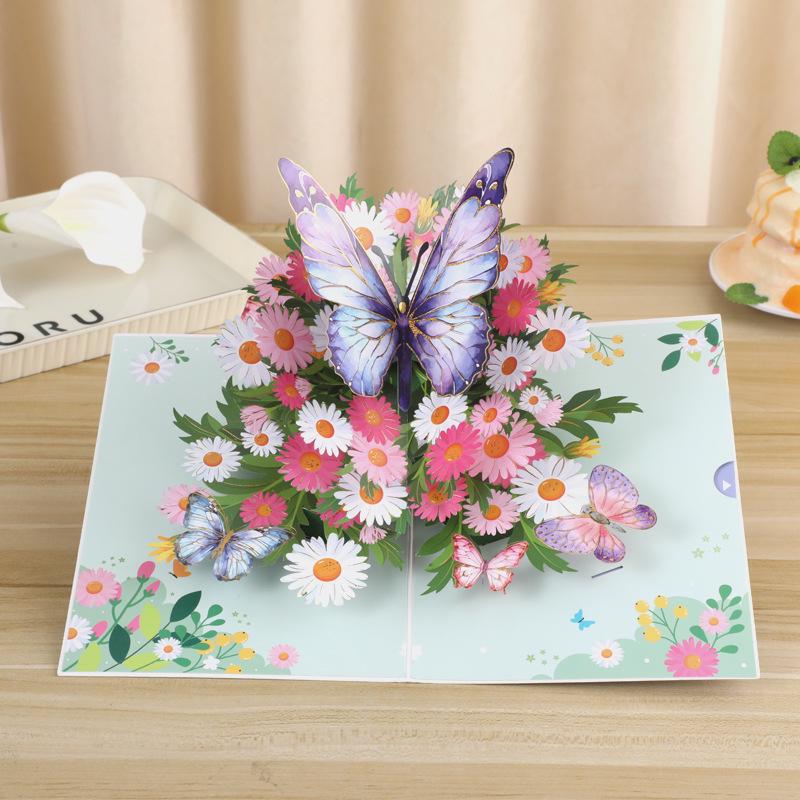 3D French Romantic Butterfly Pop-Up Greeting Cards for Teacher's Day