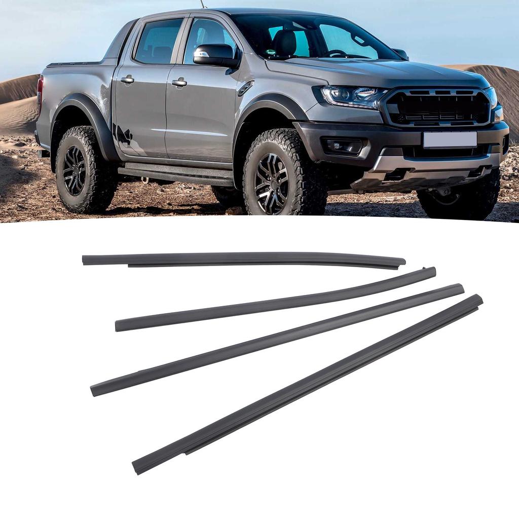 4PCS Car Door Window Weatherstrip AB3Z2625554F Door Window Sealing Strip Moulding Trim for Ranger PX2 PX3 Wildtrak Raptor XLT XL