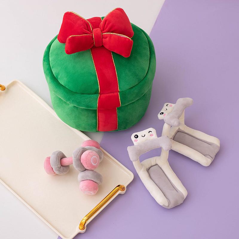 

Adorable Plush Toy Gift Box Shaped Soft Pp Cotton Stuffed Doll Home Decoration зелений