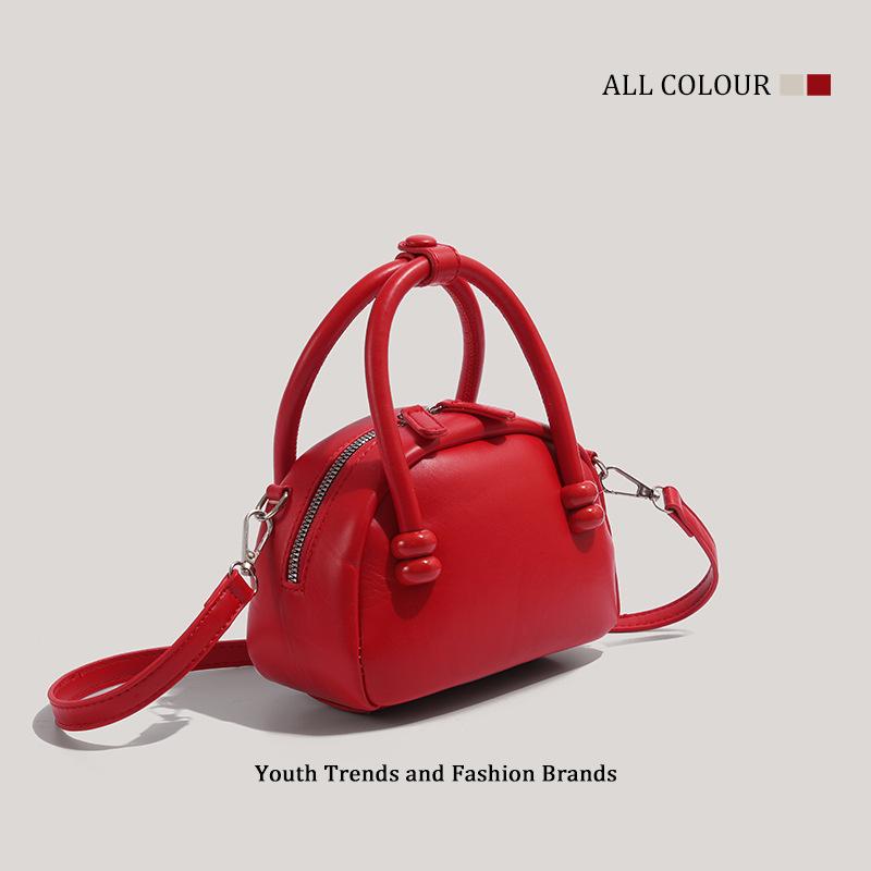 Portable Boston bag, high-quality, all-match shoulder messenger bag, red wedding bag