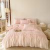 Korean Princess Style Lace Ruffles Rose Embroidery Wedding Bedding Set Duvet Cover Set Flat/Fitted Bed Sheet Pillowcases 4Pcs