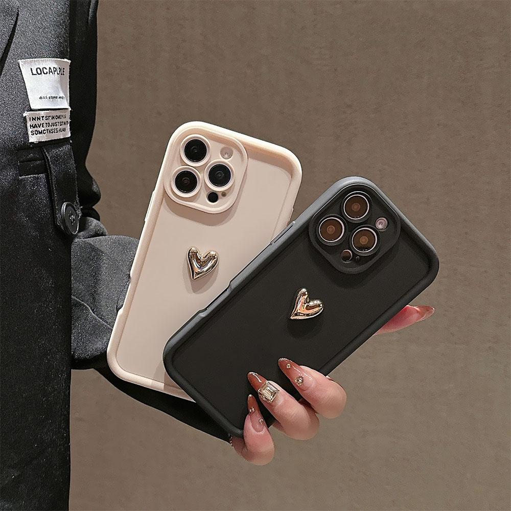Girl 3D Gold Heart Silicone Soft Phone Case For Redmi Note 14 13 12 11 10 9 8 Pro Plus 12s 11s 13C 12 Shockproof Matte Cover