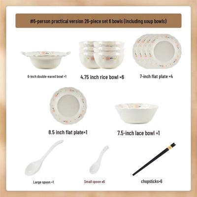 Kangmo French White Peony Ceramic Dinnerware Set