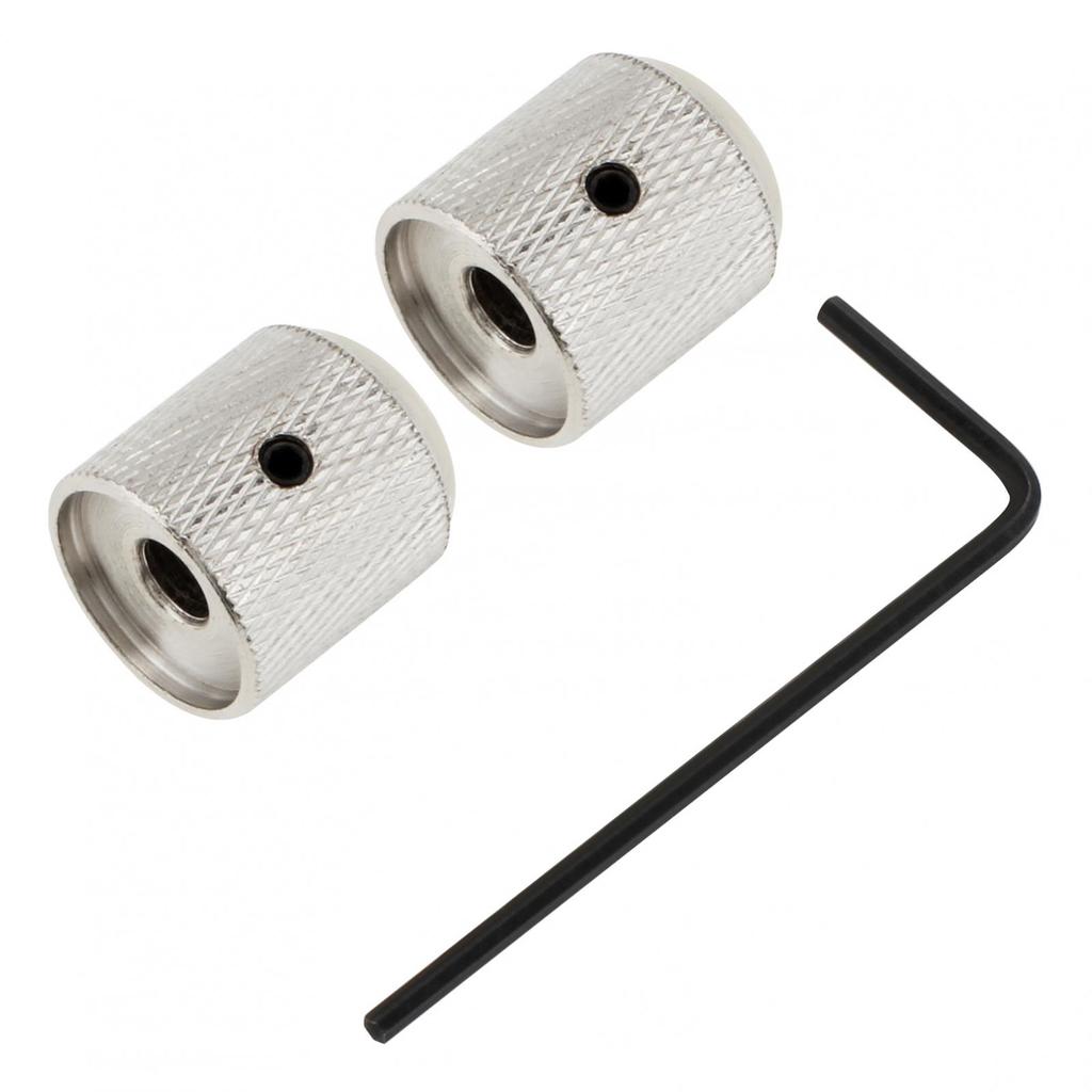 2ks kovové klenuté bílé mušle Horní knoflíky pro ovládání tónu pro elektrickou kytaru / baskytaru s nastavovacím klíčem
