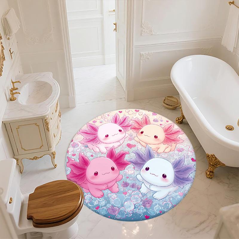 Tappeto Rotondo Axolotl e Camaleonte, Tappeto per Soggiorno Camera da Letto Divano Sala Giochi Decorazione, Tappetino Antiscivolo