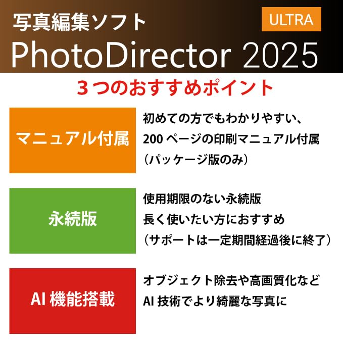 PhotoDirector 2025 Ultra Standard Edition Image Editing Software Color Correction AI Features Perpetual License Windows Compatible