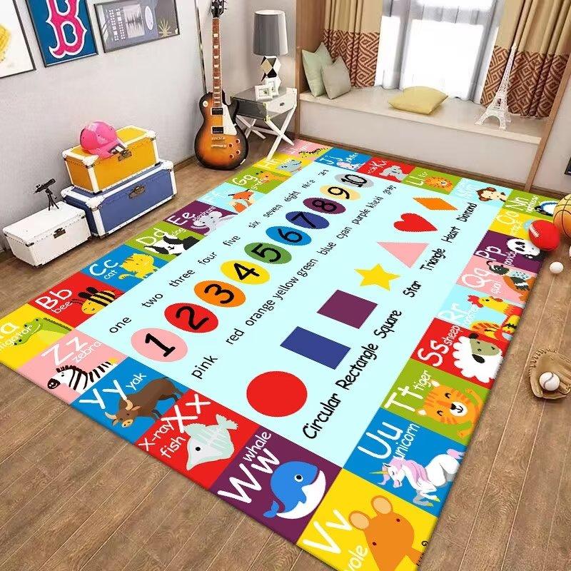 Kids Playroom Carpet Soft Non-Slip Baby Crawling Mat with Traffic Route Map Design for Bedroom Living Room