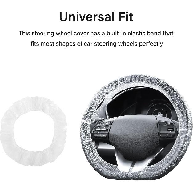 100PCS Disposable Steering Wheel Covers,Disposable Steering Wheel Protector with Elastic for Avoiding Scuffs & Scratches,Universal Car Steering Wheel
